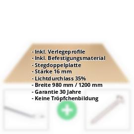 Acrylglas Stegplatte | 16 mm | Profil Zevener Sprosse | Sparpaket | Plattenbreite 980 mm | Bronze | Breite 3,13 m | Länge 2,00 m #2