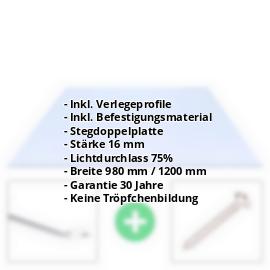Acrylglas Stegplatte | 16 mm | Profil Zevener Sprosse | Sparpaket | Plattenbreite 1200 mm | Lichtblau | Breite 3,79 m | Länge 2,00 m #2
