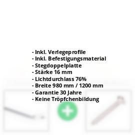 Acrylglas Stegplatte | 16 mm | Profil Zevener Sprosse | Sparpaket | Plattenbreite 1200 mm | Opal Weiß | Breite 3,79 m | Länge 2,00 m #2