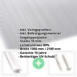 Polycarbonat Stegplatte | 10 mm | Profil A4 | Sparpaket | Plattenbreite 1050 mm | Klar | Beids. UV-Schutz | Breite 3,30 m | Länge 2,00 m #2