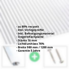 Polycarbonat Stegplatte | 16 mm | Profil A1 | Sparpaket | Plattenbreite 980 mm | Klar | Blueline | Breite 3,08 m | Länge 2,00 m #2