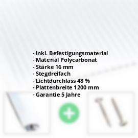 Polycarbonat Stegplatte | 16 mm | Profil A1 | Sparpaket | Plattenbreite 1200 mm | Opal Weiß | Blueline | Breite 3,74 m | Länge 2,00 m #2