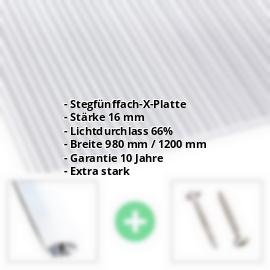 Polycarbonat Stegplatte | 16 mm | Profil A1 | Sparpaket | Plattenbreite 980 mm | Klar | Extra stark | Breite 3,08 m | Länge 2,00 m #2