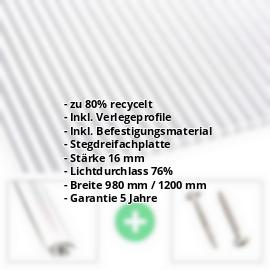Polycarbonat Stegplatte | 16 mm | Profil A4 | Sparpaket | Plattenbreite 1200 mm | Klar | Blueline | Breite 3,75 m | Länge 2,00 m #2