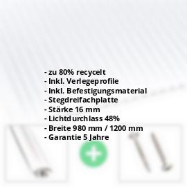 Polycarbonat Stegplatte | 16 mm | Profil A4 | Sparpaket | Plattenbreite 1200 mm | Opal Weiß | Blueline | Breite 3,75 m | Länge 2,00 m #2