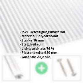 Polycarbonat Stegplatte | 16 mm | Profil A4 | Sparpaket | Plattenbreite 980 mm | Klar | Beidseit. UV-Schutz | Breite 3,08 m | Länge 2,00 m #2