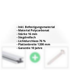 Polycarbonat Stegplatte | 16 mm | Profil DUO | Sparpaket | Plattenbreite 1200 mm | Klar | Breite 3,75 m | Länge 2,00 m #2