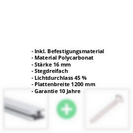 Polycarbonat Stegplatte | 16 mm | Profil DUO | Sparpaket | Plattenbreite 1200 mm | Opal Weiß | Breite 3,75 m | Länge 2,00 m #2