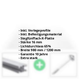 Polycarbonat Stegplatte | 16 mm | Profil ECO | Sparpaket | Plattenbreite 980 mm | Klar | Extra stark | Breite 3,05 m | Länge 2,00 m #2