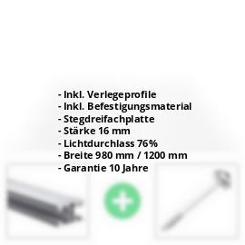 Polycarbonat Stegplatte | 16 mm | Profil ECO | Sparpaket | Plattenbreite 980 mm | Klar | Breite 3,05 m | Länge 2,00 m #2