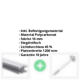 Polycarbonat Stegplatte | 16 mm | Profil ECO | Sparpaket | Plattenbreite 1200 mm | Opal Weiß | Breite 3,71 m | Länge 2,00 m #2