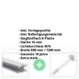 Polycarbonat Stegplatte | 16 mm | Profil ECO | Sparpaket | Plattenbreite 980 mm | Opal Weiß | Extra stark | Breite 3,05 m | Länge 2,00 m #2