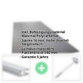Polycarbonat Stegplatte | 16 mm | Profil Mendiger | Sparpaket | Plattenbreite 980 mm | Anthrazitgrau | Novalite | Breite 3,09 m | Länge 2,00 m #2