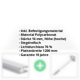 Polycarbonat Stegplatte | 16 mm | Profil Mendiger | Sparpaket | Plattenbreite 1200 mm | Klar | Breite 3,75 m | Länge 2,00 m #2