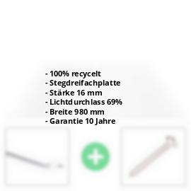 Polycarbonat Stegplatte | 16 mm | Profil Zevener Sprosse | Sparpaket | Plattenbreite 980 mm | Klar | 2nd LIFE LINE | Breite 3,13 m | Länge 2,00 m #2
