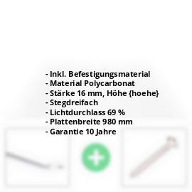 Polycarbonat Stegplatte | 16 mm | Profil Zevener Sprosse | Sparpaket | Plattenbreite 980 mm | Klar | 2nd LIFE LINE | Breite 3,13 m | Länge 2,00 m #2
