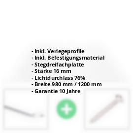 Polycarbonat Stegplatte | 16 mm | Profil Zevener Sprosse | Sparpaket | Plattenbreite 980 mm | Klar | Breite 3,13 m | Länge 2,00 m #2