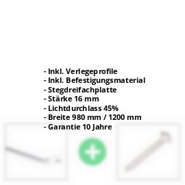 Polycarbonat Stegplatte | 16 mm | Profil Zevener Sprosse | Sparpaket | Plattenbreite 980 mm | Opal Weiß | Breite 3,13 m | Länge 2,00 m #2