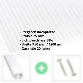 Polycarbonat Stegplatte | 25 mm | Profil A3 | Sparpaket | Plattenbreite 980 mm | Klar | Extra Stark | Breite 3,08 m | Länge 2,00 m #2