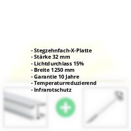Polycarbonat Stegplatte | 32 mm | Profil Mendiger | Sparpaket | Plattenbreite 1250 mm | Gold-Opal | Breite 3,91 m | Länge 2,00 m #2
