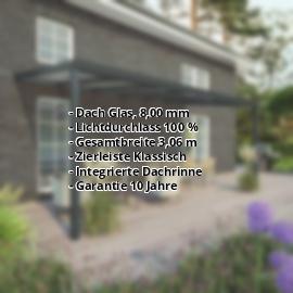Terrassenüberdachung | Schneelastzone 1 | RAL 7016 | Glasplatte Klar | Leiste Klassisch | Breite 3,06 m | Tiefe 2,50 m #2