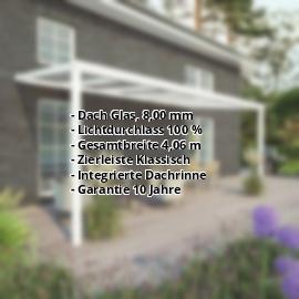 Terrassenüberdachung | Schneelastzone 2 | RAL 9016 | Glasplatte Klar | Leiste Klassisch | Breite 4,06 m | Tiefe 2,50 m #2