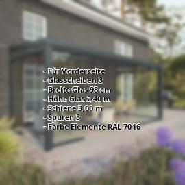 Glasschiebetüren | Vorderseite | RAL 7016 | Breite 3,00 m | Glasscheiben 3 | Glasbreite 98 cm #2
