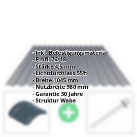 Acrylglas Wellplatte | 76/18 | Sparpaket | 4,50 mm | Perlgrim Grau | Wabenstruktur | Breite 3,01 m | Länge 2,00 m #2