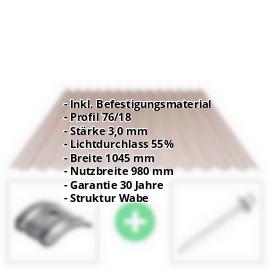 Acrylglas Wellplatte | 76/18 | Sparpaket | 3,00 mm | Bronze | Wabenstruktur | Breite 3,01 m | Länge 2,00 m #2