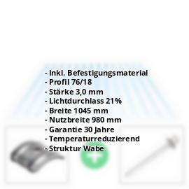 Acrylglas Wellplatte | 76/18 | Sparpaket | 3,00 mm | Lichtblau | Wabenstruktur | Breite 3,01 m | Länge 2,00 m #2