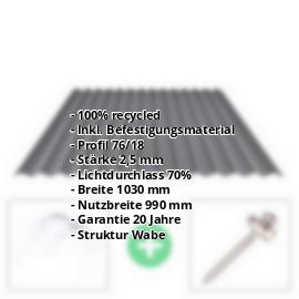 BIO LINE Wellplatte | 76/18 | Sparpaket | 2,50 mm | Grau | Wabenstruktur | Breite 3,01 m | Länge 2,00 m #2