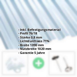 PET Spundwandplatte | 76/18 | Sparpaket | 0,80 mm | Klarbläulich | Breite 3,13 m | Länge 2,00 m #2