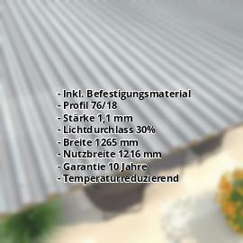 Polycarbonat Spundwandplatte | 76/18 | Sparpaket | 1,10 mm | Silber-Metallic | Temperaturreduzierend | Breite 3,70 m | Länge 2,00 m #2