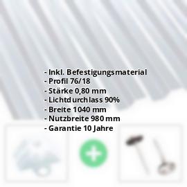 Polycarbonat Spundwandplatte | 76/18 | Sparpaket | 0,80 mm | Klar | Breite 3,00 m | Länge 2,00 m #2