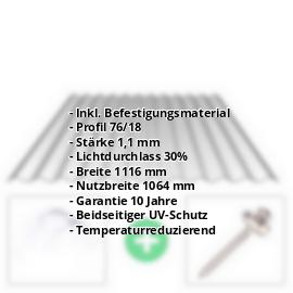 Polycarbonat Wellplatte | 76/18 | Sparpaket | 1,10 mm | Silber-Metallic | Temperaturreduzierend | Breite 3,25 m | Länge 2,00 m #2