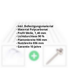 Polycarbonat Wellplatte | 76/18 | Sparpaket | 1,40 mm | Klar | C-Struktur | Breite 2,57 m | Länge 2,00 m #2
