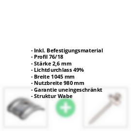Polycarbonat Wellplatte | 76/18 | Sparpaket | 2,60 mm | Opal Weiß | Wabenstruktur | Breite 3,05 m | Länge 2,00 m #2