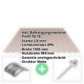 Polycarbonat Wellplatte | 76/18 | Sparpaket | 2,80 mm | Bronze | Wabenstruktur | Breite 3,05 m | Länge 2,00 m #2