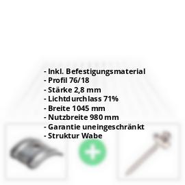 Polycarbonat Wellplatte | 76/18 | Sparpaket | 2,80 mm | Klar | Wabenstruktur | Breite 3,05 m | Länge 2,00 m #2