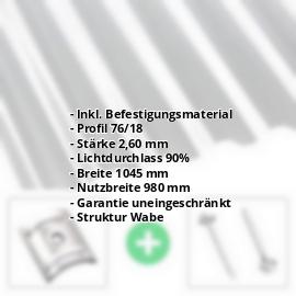 Polycarbonat Wellplatte | 76/18 | Sparpaket | 2,60 mm | Klar | Wabenstruktur | Breite 3,01 m | Länge 2,00 m #2