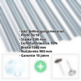 Polycarbonat Wellplatte | 76/18 | Sparpaket | 0,80 mm | Klar | Breite 3,00m | Länge 2,00 m #2