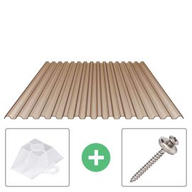 PVC Spundwandplatte | 70/18 | Sparpaket 1,00 mm | Bronze | Breite 3,18 m | Länge 2,00 m PVC Spundwandplatte | 70/18 | Sparpaket | 1,00 mm | Bronze | Breite 3,18 m | Länge 2,00 m #1