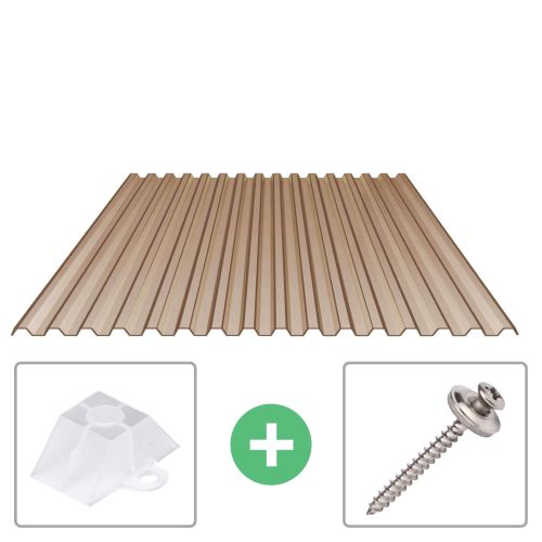 PVC Spundwandplatte | 70/18 | Sparpaket | 1,00 mm | Bronze | Breite 3,18 m | Länge 2,00 m