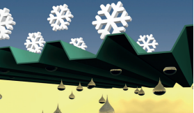 Grünes Profilblech mit Vliesstoffbeschichtung, Schutz vor Niederschlag und Schnee dargestellt.