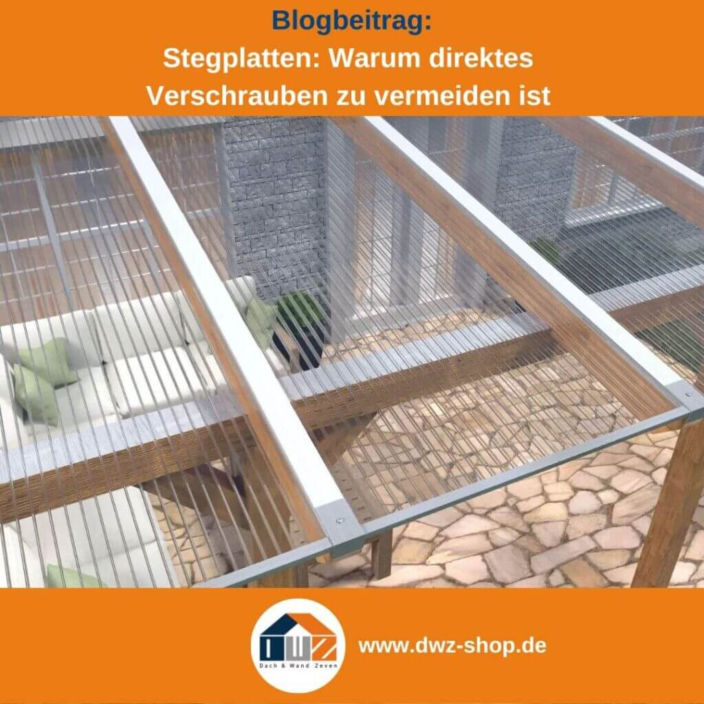 Transparente Stegplatten auf Holzterrasse mit Aluminium Verlegeprofilen