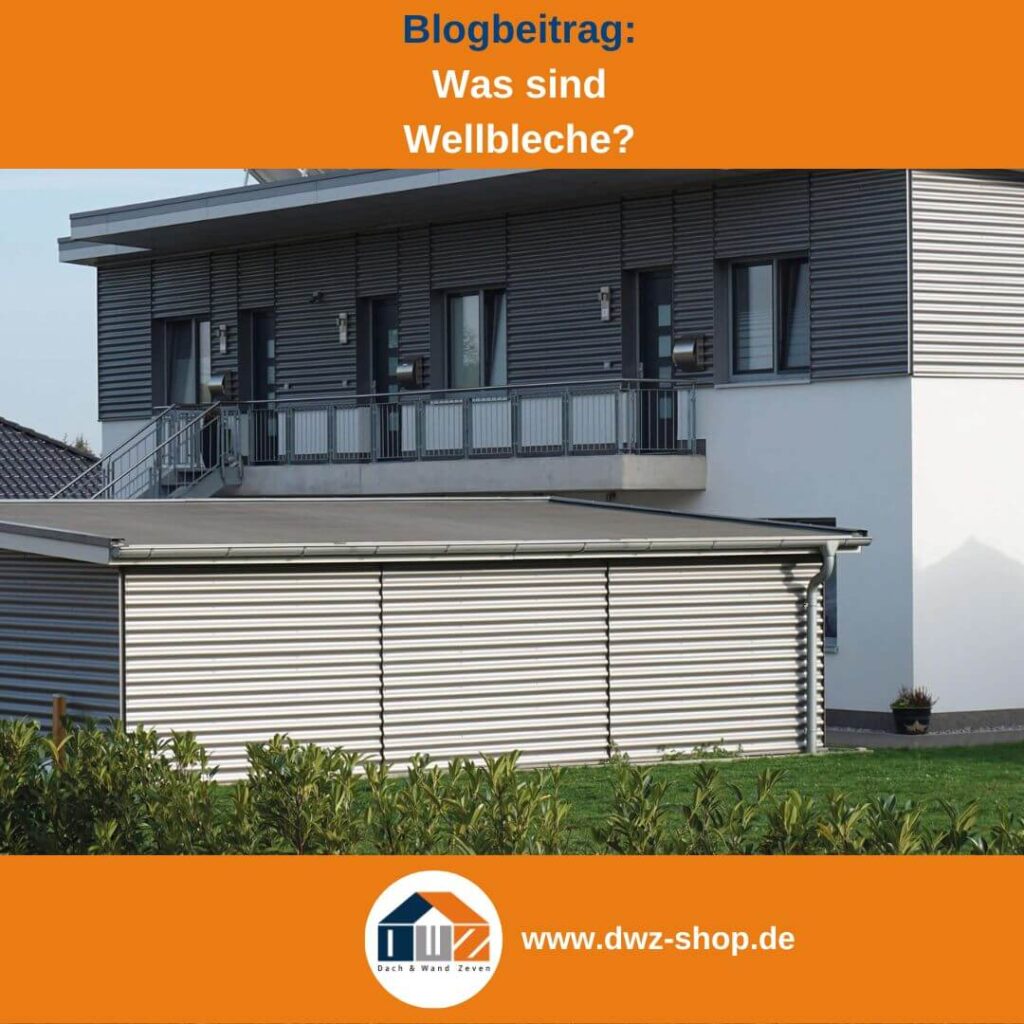 Modernes Haus mit Wellblech-Fassade und -Garage in eleganter städtischer Architektur.