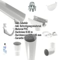 Kunststoff Dachrinnen Sparpaket 8,00 m | Ø 125/90 mm | Farbe Grau #2