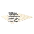 Trapezblech 20/1100 | Dach | Stahl 0,75 mm | 25 µm Polyester | 1015 - Hellelfenbein #2