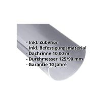 Kunststoff Dachrinnen Sparpaket 10 m | Ø 125/90 mm | Farbe Grau #2