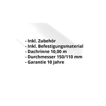 Kunststoff Dachrinnen Sparpaket 10 m | Ø 150/110 mm | Farbe Weiß #2